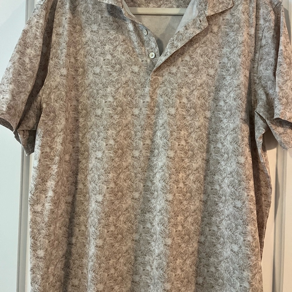 Bugatchi Men's Cream and Sand Floral Shirt